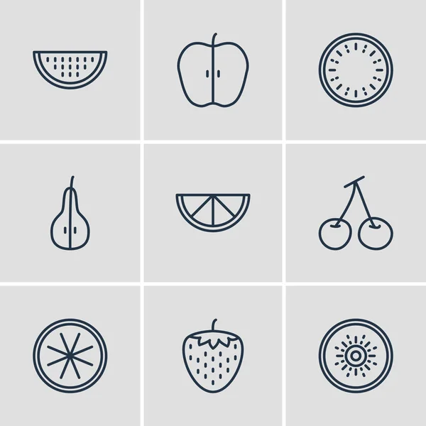 Ilustración vectorial de 9 iconos de postre. Paquete editable de duquesa, Jonagold, naranja y otros elementos . — Vector de stock