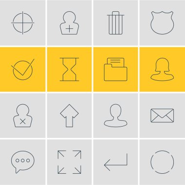 16 arabirim simgeler vektör Illustration. Adam üyesinin, düzenlenebilir Pack yasaklı üye, geniş sınıf başkanı ve diğer öğeleri.