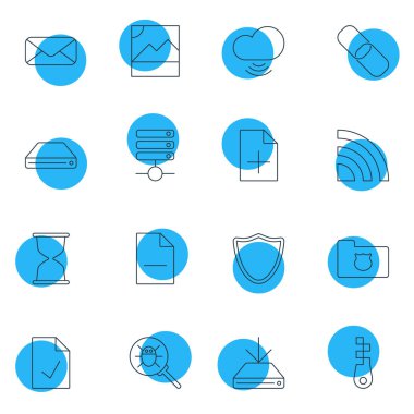 16 Web Simgeler Vektör Illustration. Düzenlenebilir Pack dosyası, güvenlik, sunucu ve diğer öğeleri kaldırma.