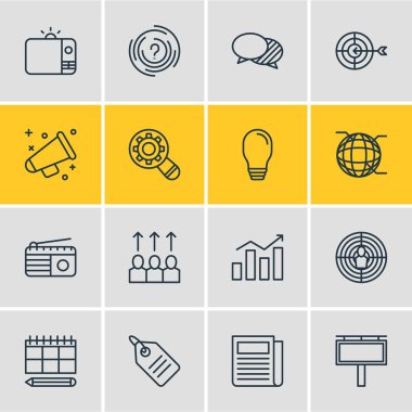 16 sosyal simgeler vektör Illustration. Düzenlenebilir paket ağ, Labirent, indirim etiketi ve diğer öğeleri.