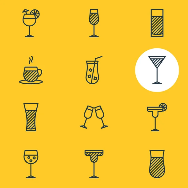 Vector Illustration Of 12 Beverage Icons. Editable Pack Of Celebrate, Goblet, Champagne And Other Elements. — Stock Vector