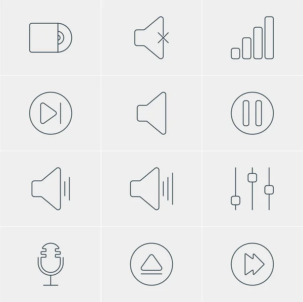 Vector Illustration Of 12 Melody Icons. Editable Pack Of Volume Up, Soundless, Acoustic And Other Elements. — Stock Vector