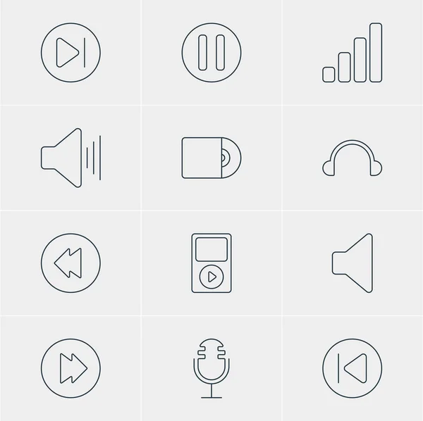 矢量图的 12 音乐图标。可编辑包滞后、 耳机、 Mp3 和其他元素. — 图库矢量图片