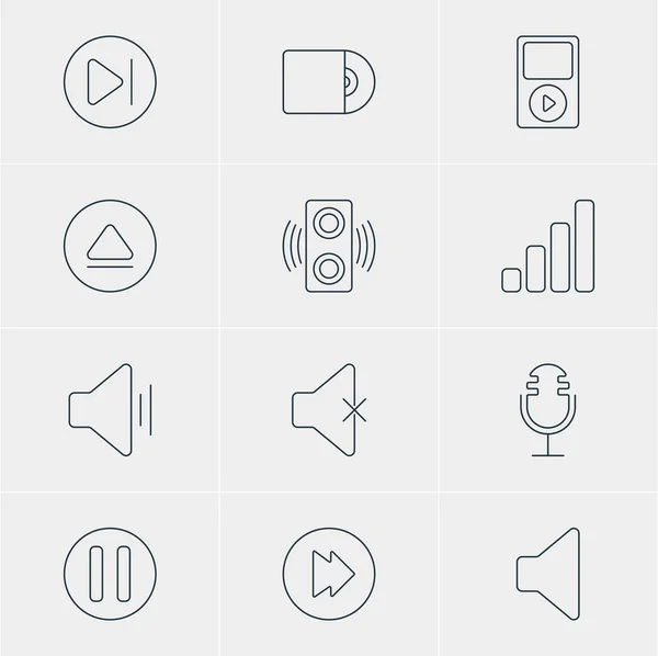Vector Illustration Of 12 Melody Icons. Editable Pack Of Advanced, Lag, Acoustic And Other Elements. — Stock Vector
