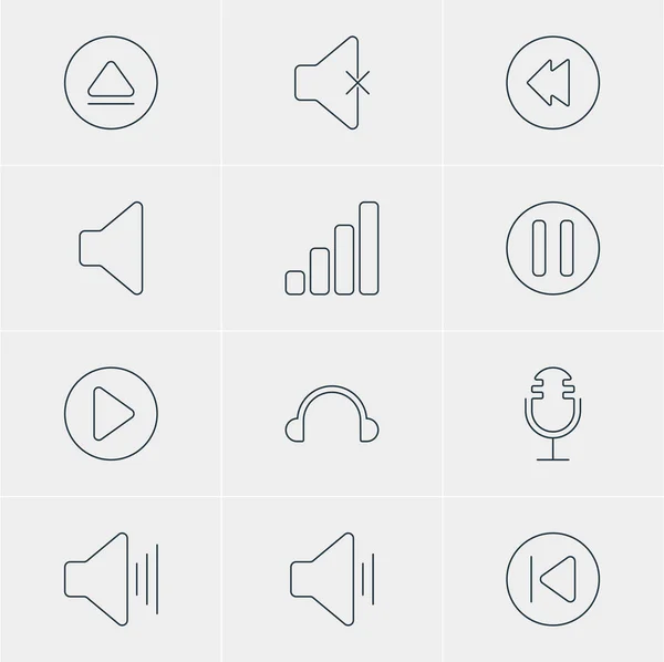 Illustration vectorielle de 12 icônes de mélodie. Pack modifiable d'éléments insonorisés, audio, volume et autres . — Image vectorielle