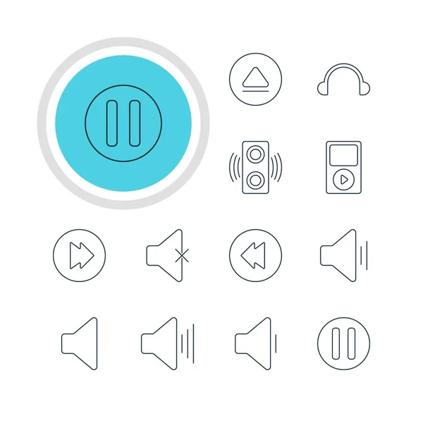 Вектор движения 12 иконок. Editable Pack of Speaker, earphone, Audio and Other Elements . — стоковый вектор