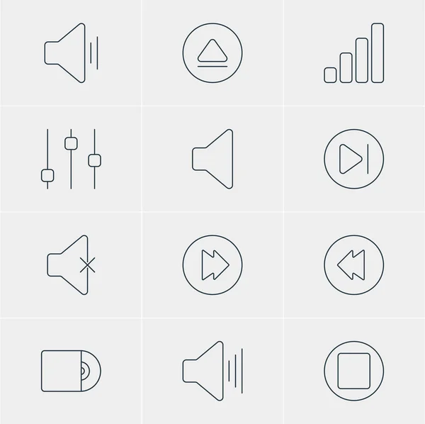 Illustration vectorielle de 12 icônes de mélodie. Pack modifiable d'audio, inversion, haut-parleur et autres éléments . — Image vectorielle