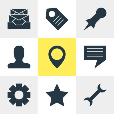 9 Web Simgeler Vektör Illustration. Sohbet, iletileri, rapor ve diğer öğeleri düzenlenebilir paketi.