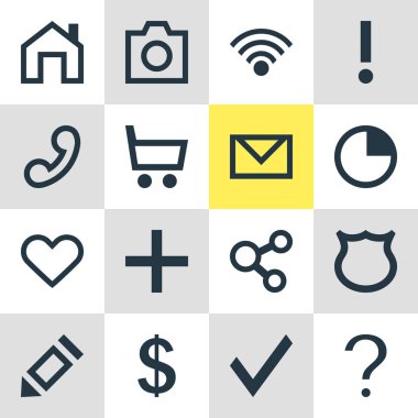 16 kullanıcı simgeler vektör Illustration. Yardım, para yapma, kalem ve diğer öğeleri düzenlenebilir paketi.