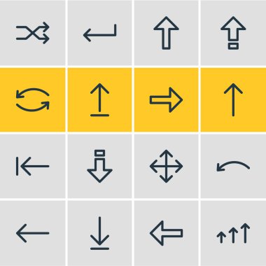 16 yönünü simgeler vektör Illustration. Düzenlenebilir paket gönder, günah çıkarma, sol ve diğer öğeleri.