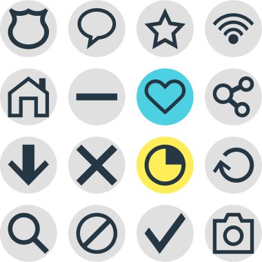 16 üye simgeler vektör Illustration. Kronometre, düzenlenebilir paket yenilemek, Anasayfa ve diğer öğeleri.