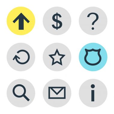 9 kullanıcı simgeler vektör Illustration. Üst, mektup, yıldız ve diğer öğeleri düzenlenebilir sürüsü.