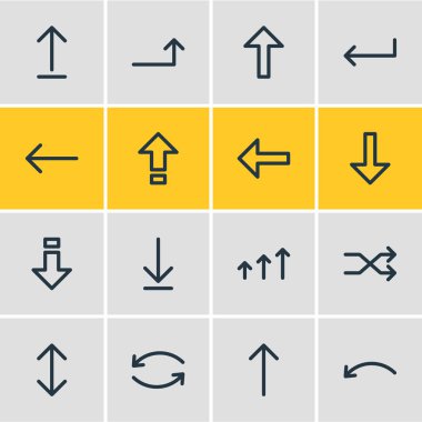16 okları simgeler vektör Illustration. Aşağı yükleniyor, sol ve diğer öğeleri düzenlenebilir sürüsü.