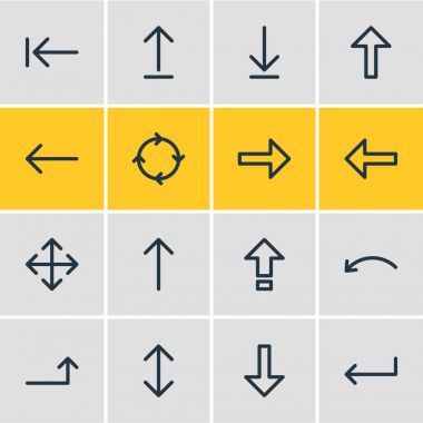 16 yönünü simgeler vektör Illustration. Düzenlenebilir paket gönder, yukarı doğru Exchange ve diğer öğeleri.