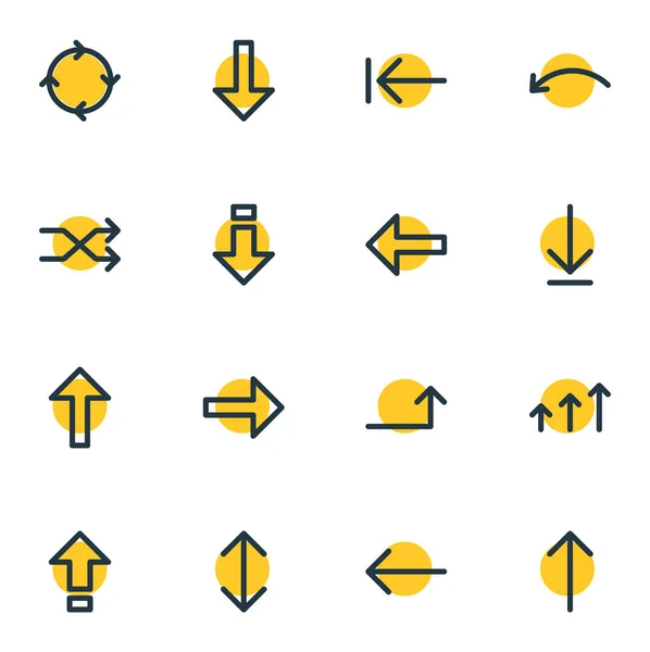 Vektorillustration av 16 tecken ikoner. Redigerbara Pack cirkla, Ladda ner, höja och andra element. — Stock vektor