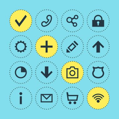 16 arabirim simgeler vektör Illustration. Plus, düzenlenebilir paketi yayımlamak, kablosuz bağlantı ve diğer öğeleri.