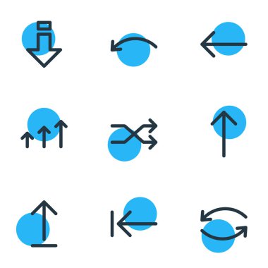 9 yönünü simgeler vektör Illustration. Geri alma, güncelleştirme, düzenlenebilir paket göndermek ve diğer öğeleri.