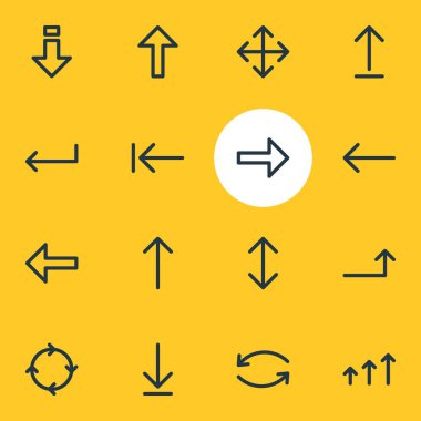 16 okları simgeler vektör Illustration. Düzenlenebilir paket artış, yön, güncelleştirme ve diğer öğeleri.