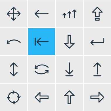 16 üye simgeler vektör Illustration. Artış, güncelleştirme, düzenlenebilir paketi göndermek ve diğer öğeleri.