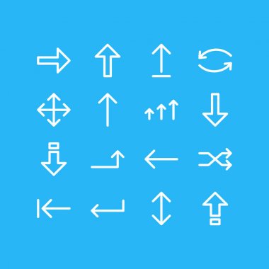 16 okları simgeler vektör Illustration. Düzenlenebilir Pack güncelleştirmesi, aşağı, sağ ve diğer öğeleri.