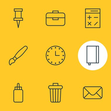 9 araçları simgeler vektör Illustration. Düzenlenebilir paket izle, hesaplamak, yapıştırıcı ve diğer öğeleri.