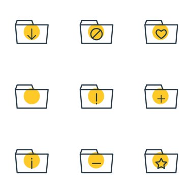 9 belge simgeler vektör Illustration. Düzenlenebilir sürüsü tutturulmuş, Upload, sevdim ve diğer öğeleri.