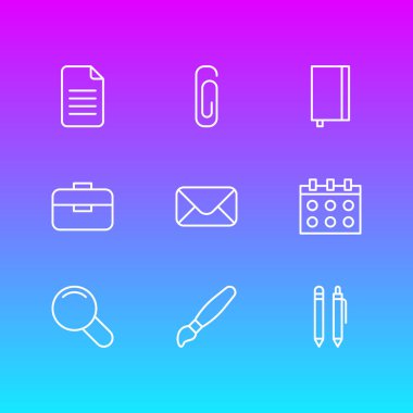 9 ileti örneği simgeler vektör Illustration. Mektup, tarihi, portföy ve diğer öğeleri düzenlenebilir paketi.