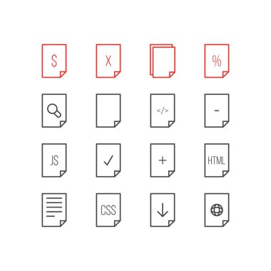 16 sayfa simgeler vektör Illustration. Düzenlenebilir paket bitmiş, Munus, stil ve diğer öğeleri.