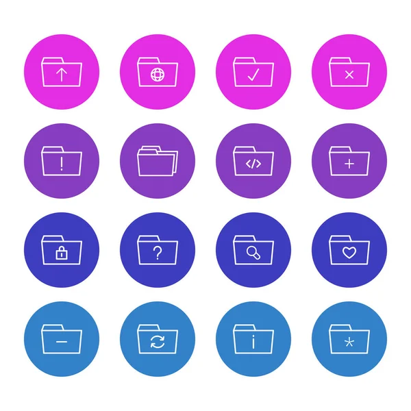 Ilustração vetorial de 16 ícones de pasta. Pacote Editável de Lupa, Remover, Pergunta e Outros Elementos . — Vetor de Stock