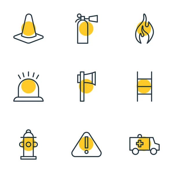 Ilustración vectorial de 9 iconos de necesidad. Paquete editable de Ax, escaleras, seguridad y otros elementos . — Archivo Imágenes Vectoriales