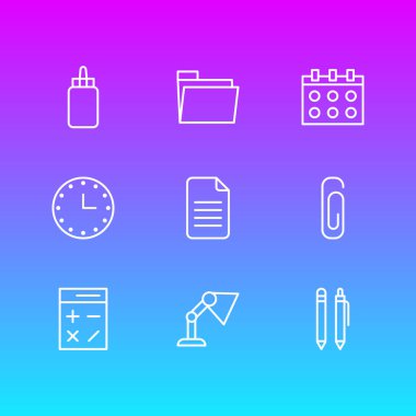 9 ileti örneği simgeler vektör Illustration. Ataç, Tarih, dosya ve diğer öğeleri düzenlenebilir paketi.