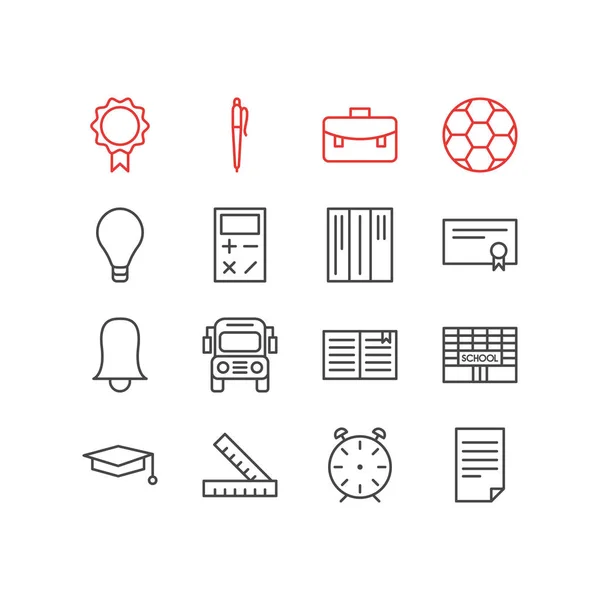 Ilustración vectorial de 16 iconos de estudios. Paquete editable de tapa, calcular, medidor y otros elementos . — Archivo Imágenes Vectoriales