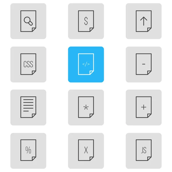 Illustration vectorielle de 12 icônes en papier. Pack modifiable de base, Munus, document et autres éléments . — Image vectorielle