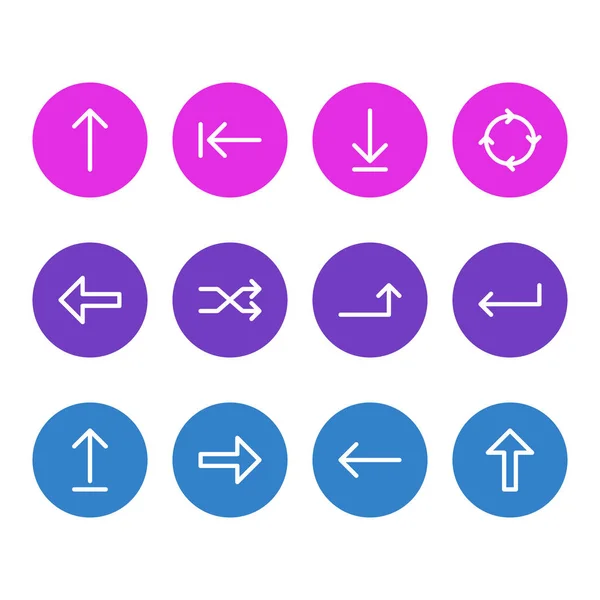 Vectorillustratie van 12 teken pictogrammen. Bewerkbare Pack van omhoog, Randomize, verhogen van elementen. — Stockvector