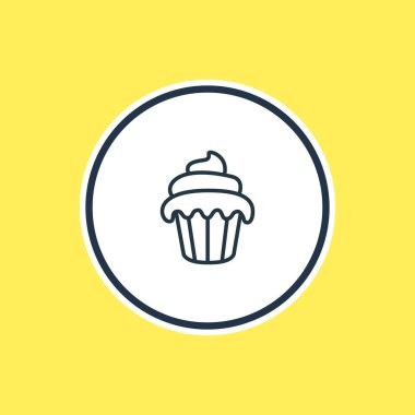 Muffin anahat vektör Illustration. Güzel Ziyafet öğesi de Cupcake öğesi olarak kullanılabilir.