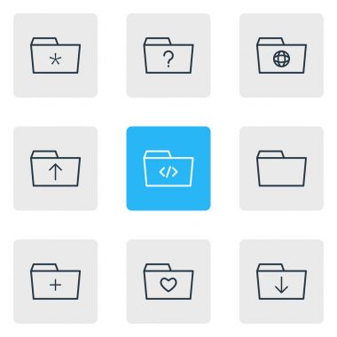 9 dosya simgeler vektör Illustration. Soru, dosyası, önemli ve diğer öğeleri düzenlenebilir paketi.