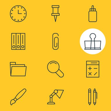 12 ileti örneği simgeler vektör Illustration. Düzenlenebilir paket hesaplama, raptiye, ciltçi klibini ve diğer öğeleri.