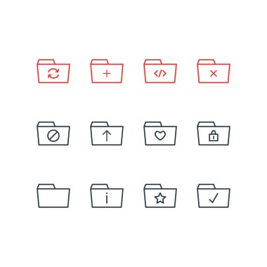 12 belge simgeler vektör Illustration. Düzenlenebilir paket bilgi, kurtarma, kapalı ve diğer öğeleri.