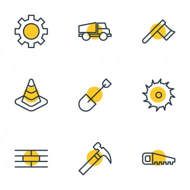 9 yapısını simgeler vektör Illustration. Daire Blade, bariyer, tanıtıcı düzenlenebilir paket öğeleri vurmak.