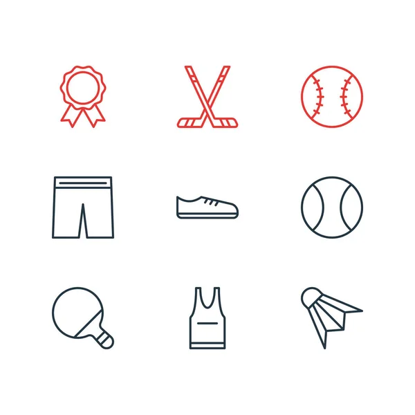 Vectorillustratie van 9 atletische pictogrammen. Bewerkbare Pack Badminton, Tennis, Pong en andere elementen. — Stockvector