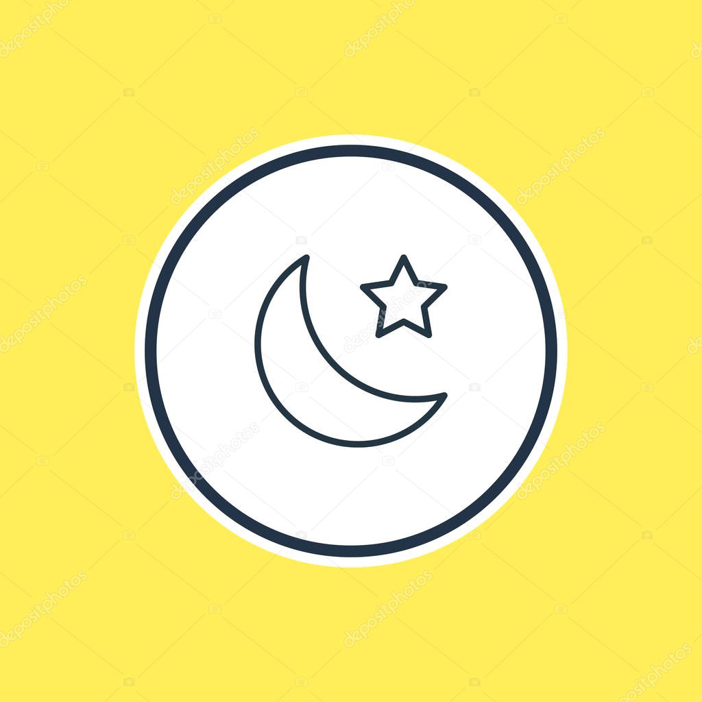 Vector Illustration Of Star Outline. Beautiful Weather Element Also Can Be Used As Crescent Element.