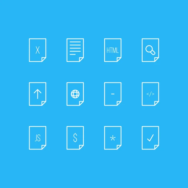 Ilustração vetorial de 12 ícones de documentos. Pacote editável de Download, Script, Internet e outros elementos . —  Vetores de Stock