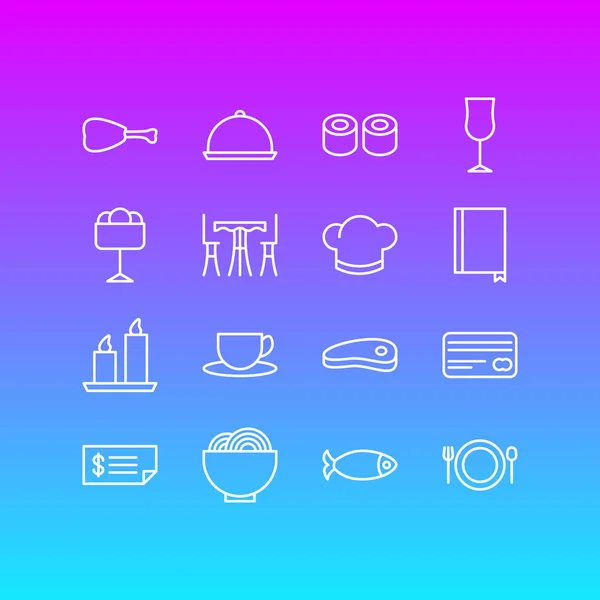 16 Cafe ikonok vektoros illusztráció. A japán Roll, élelmiszer, számla és más elemek szerkeszthető Pack. — Stock Vector