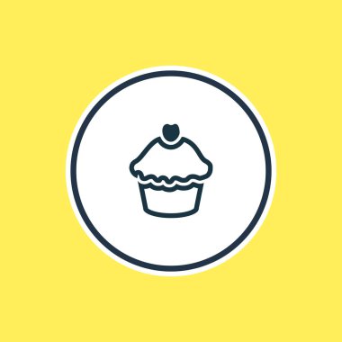 Cupcake anahat vektör Illustration. Güzel yemek öğesinin de Muffin öğesi olarak kullanılabilir.