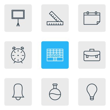 9 bilim simgeler vektör Illustration. Jingle, saat, ampul ve diğer öğeleri düzenlenebilir sürüsü.