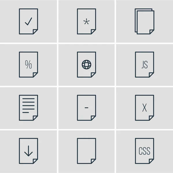 Ilustracja wektorowa 12 plików ikon. Pakiet można edytować plik, Basic, procent i innych elementów. — Wektor stockowy