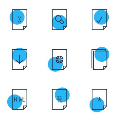 9 dosya simgeler vektör Illustration. İnternet, iş, yüzde ve diğer öğeleri düzenlenebilir paketi.