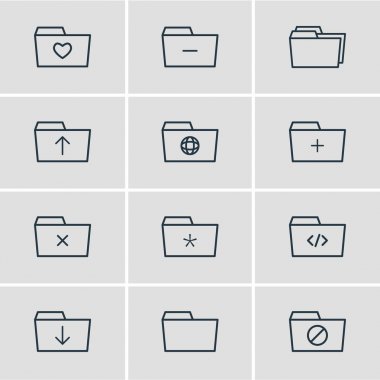 12 belge simgeler vektör Illustration. Komut dosyası, artı, belge dava ve diğer öğeleri düzenlenebilir paketi.