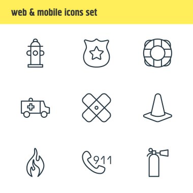 9 çok simgeler vektör Illustration. Yapıştırıcı, yanık, Emanet ve diğer öğeleri düzenlenebilir sürüsü.