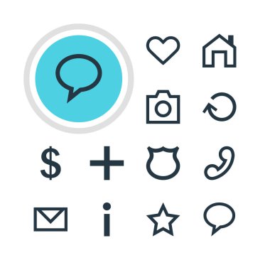 12 arabirim simgeler vektör Illustration. Mektup, yıldız, yakışıklı öğelerini düzenlenebilir sürüsü.